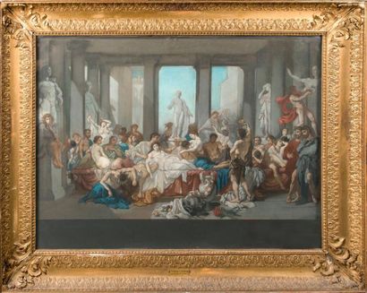 ATTRIBUÉ À THOMAS COUTURE (1815-1879) Les romains de la décadence
Pastel sur papier.
Dans...