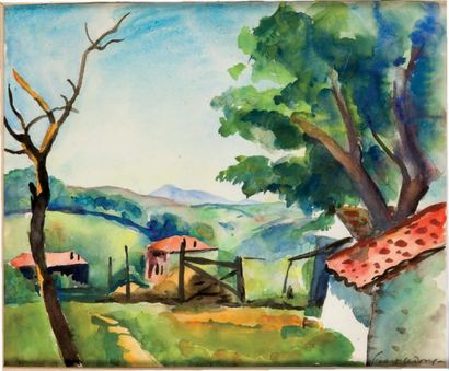 Jean PICART LE DOUX (1902-1982) Paysage aux toits rouges
Aquarelle sur papier.
Signé...