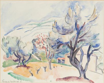 Jean PICART LE DOUX (1902-1982) Paysage aux oliviers
Fusain et aquarelle sur papier.
Signé...