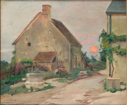 Alfred SMITH (1853-1932) * Le village
Huile sur toile.
Signé en bas à gauche. (Accidents)
46...