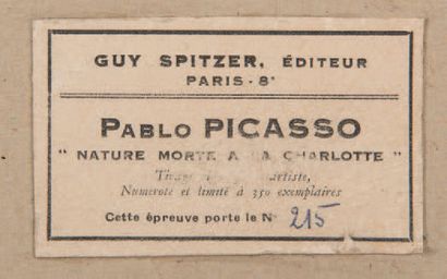 D'aprés Pablo Picasso (1881-1973) Nature morte à la charlotte - Circa 1960
Lithographie...
