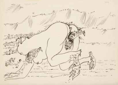 André MASSON (1896-1987) Composition érotique
Lithographie. (légère mouillure au...