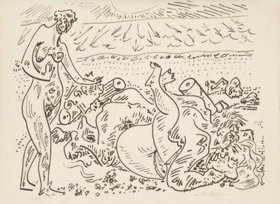 André MASSON (1896-1987) Erotica
Lithographie. (légère mouillure au bord d'une marge)
Signée...