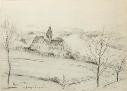 Albert André Marie DUNOYER DE SEGONZAC (1884-1974) Église de Triel et vue sur la...