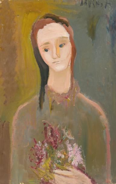 Gabriel DAUCHOT (1927-2005) * Portrait
Huile sur toile.
Signé au milieu à gauche.
81...