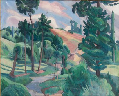 Louis NEILLOT (1898-1973) * Le chemin aux grands arbres
Huile sur toile.
Signé en...