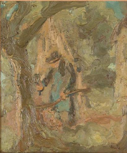 Georges Pierre H. BOUCHE (1874-1941) * Le bucheron
Huile sur toile.
Signé en bas...