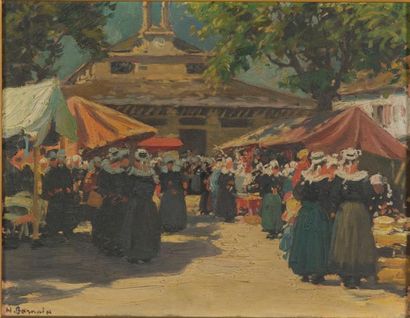 Henri Alphonse BARNOIN (1882-1940) Scène de fête en Bretagne
Huile sur panneau. Signé...