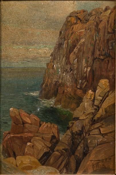 Henri Prosper WIRTH (1869-1947) * La pointe de Prunel, baie de Morlay
Huile sur panneau.
Signé...