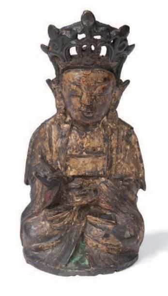 null Sujet en bronze
Anciennement laqué représentant le bodhisattva Avalokitesvara...