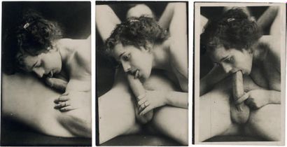 Photographe non-identifié 
La fellation - Vers 1930 Trois tirages argentiques d'époque...