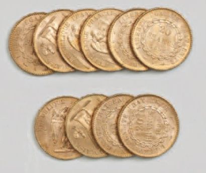 10 pièces de 20 Francs or : 1898-A x10.