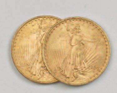 2 pièces de 20 dollars US :1908 ; 1923.