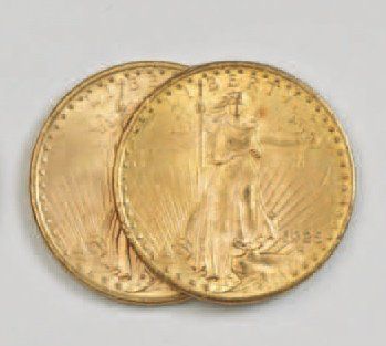 2 pièces de 20 dollars US : 1911 ; 1925.