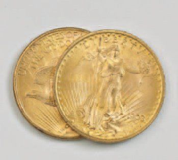 2 pièces de 20 dollars US : 1908 ; 1922.