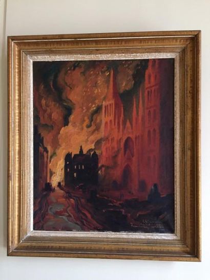 Pierre LE TRIVIDIC (1898-1960) L'incendie 

Huile sur toile. Signé en bas à droite...