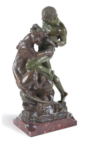 Édouard Drouot (1859-1945) « Lutte pour la vie ». Sculpture en bronze ciselé à patine...