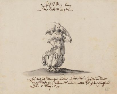 Werner II KÜBLER (1582-1621) *Figure allégorique de l'Espérance: étude pour un ex-libris
Plume...