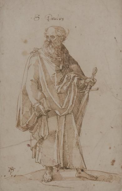 Tobias STIMMER (1539-1584) Saint Paul Plume et encre brune Signé avec monogramme...