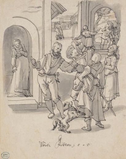 Werner II KÜBLER (1582-1621) *L'accueil des étrangers, oeuvre de miséricorde
Plume...
