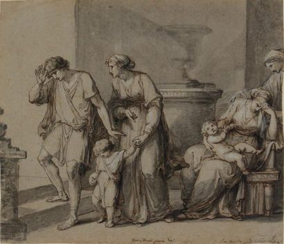 Angelika KAUFFMANN (1741-1807) *Coriolan quitte sa famille ( ?)
Craie noire, plume...