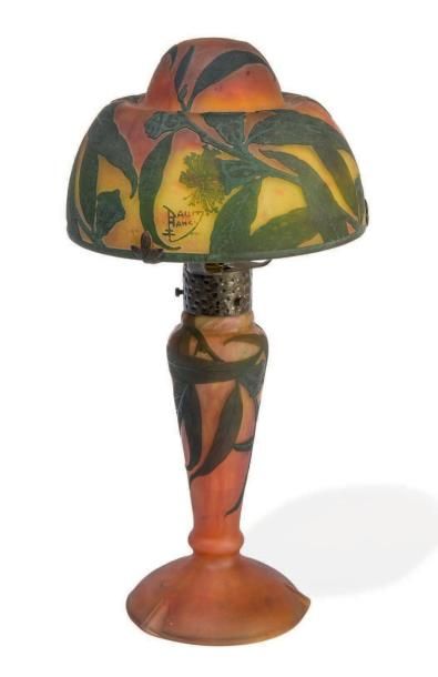 DAUM - Nancy Lampe champignon comprenant deux parties un pied de lampe et un abat...