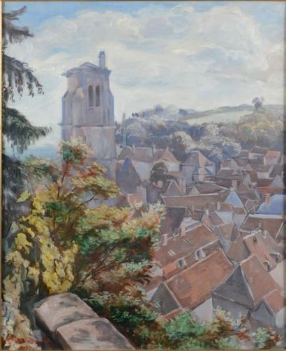 Emile BERNARD (1868-1941) 
Les toits de Tonnerre.
Huile sur toile.
Signé en bas à...