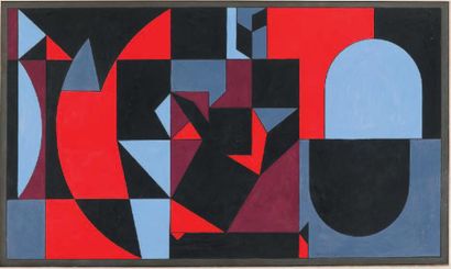 Victor VASARELY (1906-1997) 
Fresko 2 - 1950.
Gouache sur papier marouflé sur toile.
Signé...