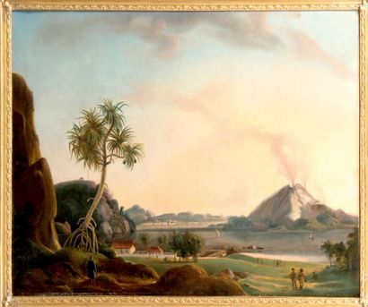 Charles Legrain (XIXème siècle) 
Paysages animés d'Indonésie.
Paire d'huiles sur...