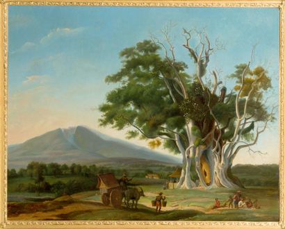 Charles Legrain (XIXème siècle) 
Paysages animés d'Indonésie.
Paire d'huiles sur...