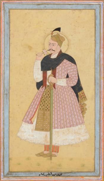 Inde, vers 1800 
Portrait du Sultan Abdullah Qutb Chah, représenté debout habillé...