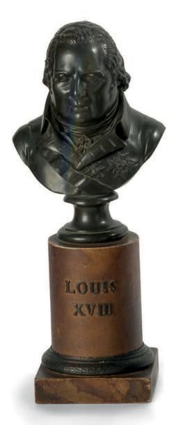Pierre-Philippe THOMIRE (1751-1843) 
Louis XVIII.
Buste en bronze patiné et ciselé.
Signé.
Il...