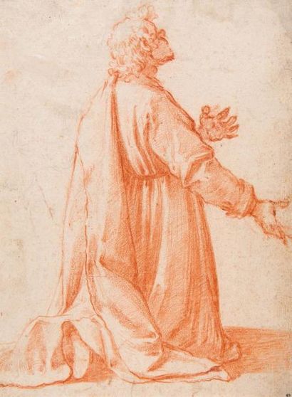 Ecole florentine, deuxième moitié 16ème siècle 
Un homme drapé agenouillé
Sanguine
Avec...