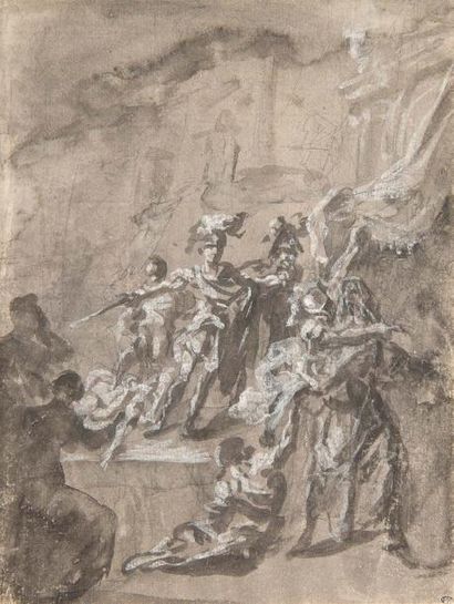 Attribué à Luis PARET Y ALCAZAR (1746-1799) 
Une scène tirée de l'histoire romaine...