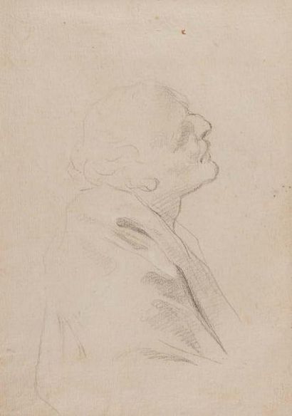 Attribué à Ubaldo GANDOLFI (1728-1781) 
Tête et épaules d'un homme vu de profil et...
