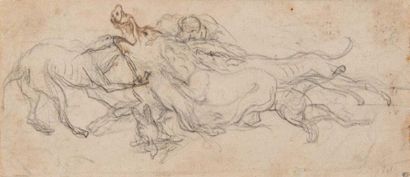 Attribué à Frans SNYDERS (1579-1657) 
Une meute de chiens attaquant un sanglier
Pierre...
