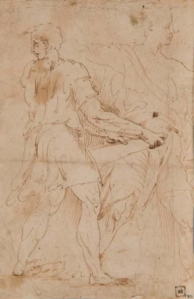 Entourage de Girolamo da CARPI (1501-1556) 
Deux figures masculines (recto); Un casque,...