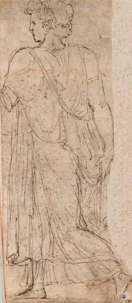 Attribué à Girolamo DA CARPI (1501-1556) 
Une femme marchant, d'après l'antique
Plume...