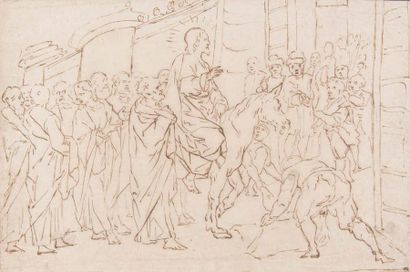 Suiveur de Giovanni Battista PAGGI (1554-1627) 
L'entrée du Christ à Jerusalem
Plume...