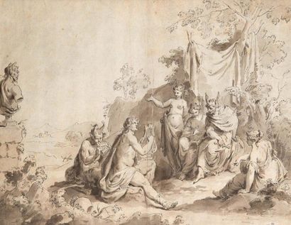 Pietro Antonio NOVELLI (1729-1804) 
Le jugement de Midas
Plume et encre noire, lavis...