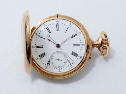 null Montre de poche savonnette en or 750 millièmes, cadran émaillé blanc avec chiffres...