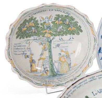 NEVERS † «L'arbre d'amour /Jean Lepage 1780»
Saladier en faïence stannifère, décor...
