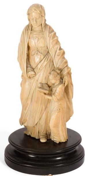 Ecole française XVIIème siècle † La leçon de la Vierge
Statuette en ivoire sculpté...
