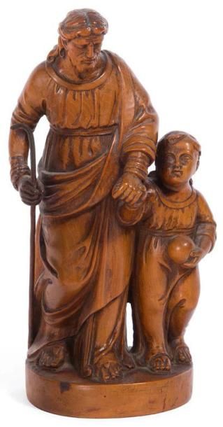 Ecole française Début du XVIIIème † Saint Christophe
Statuette en buis sculpté et...