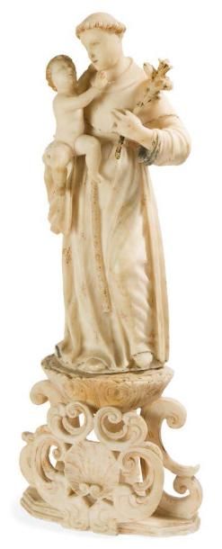 ECOLE ESPAGNOLE, fin XVIIème siècle Saint Antoine
Sculpture en albâtre, ancienne...