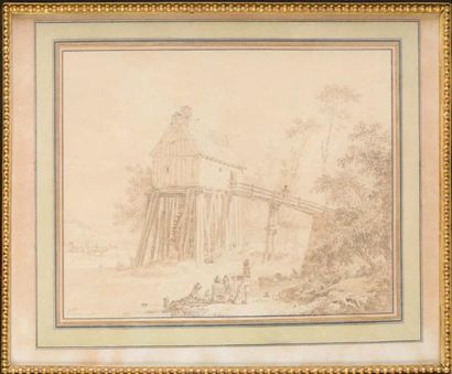 Jean-Baptiste LE PRINCE (1734-1781) † Le moulin
Crayon et mine de plomb sur papier.
Signé...
