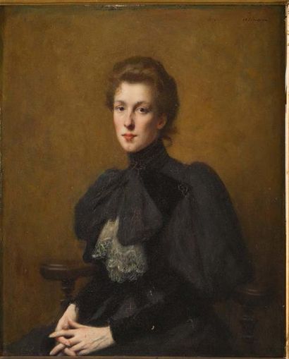 Maxime DASTUGUE (1851-1909) Portrait de femme
Huile sur bois
Signé en haut à droite.
46,5...