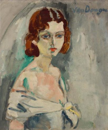 Kees VAN DONGEN (1877-1968) Portrait de Lulu. Vers 1920-30
Huile sur toile
65 x 54...