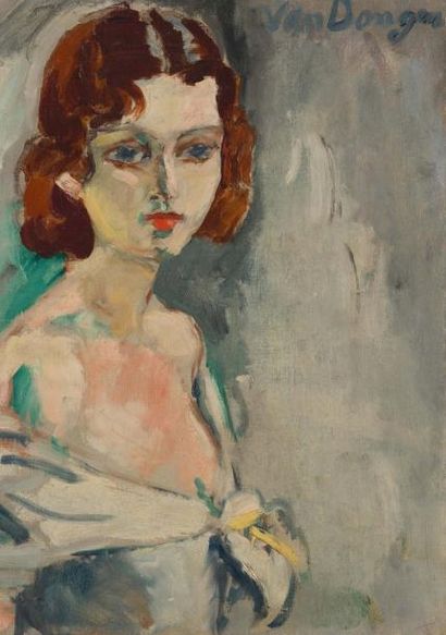Kees VAN DONGEN (1877-1968) Portrait de Lulu. Vers 1920-30
Huile sur toile
65 x 54...