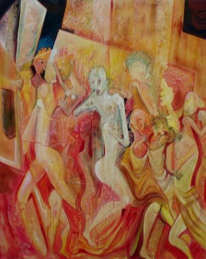 null « L'enfer » Huile sur toile, cachet. 81 x 65 cm